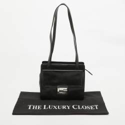 Pre Owned Gucci Black Glossy Leather GG Square Box Tote