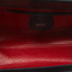 Pre Owned Gucci Black Glossy Leather GG Square Box Tote