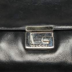 Pre Owned Gucci Black Glossy Leather GG Square Box Tote