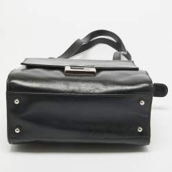 Pre Owned Gucci Black Glossy Leather GG Square Box Tote