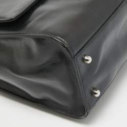 Pre Owned Gucci Black Glossy Leather GG Square Box Tote