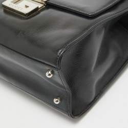 Pre Owned Gucci Black Glossy Leather GG Square Box Tote