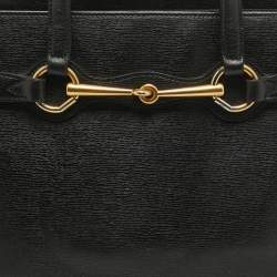 Pre Owned Gucci Black Leather Horsebit Tote