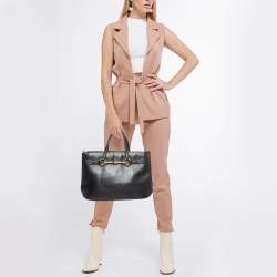 Pre Owned Gucci Black Leather Horsebit Tote