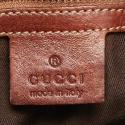 Pre Owned Gucci Brown/Beige GG Canvas and Leather Horsebit Flap Hobo