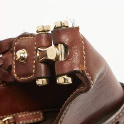 Pre Owned Gucci Brown/Beige GG Canvas and Leather Horsebit Flap Hobo