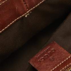 Pre Owned Gucci Brown/Beige GG Canvas and Leather Horsebit Flap Hobo