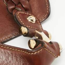 Pre Owned Gucci Brown/Beige GG Canvas and Leather Horsebit Flap Hobo