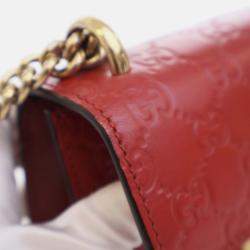 Gucci Red Leather Small Guccissima Padlock Shoulder Bag