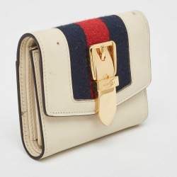 Gucci White Leather Sylvie Trifold Wallet