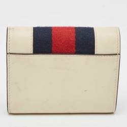 Gucci White Leather Sylvie Trifold Wallet