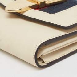 Gucci White Leather Sylvie Trifold Wallet