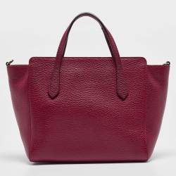 Pre Owned Gucci Red Leather Mini Swing Top Handle Bag