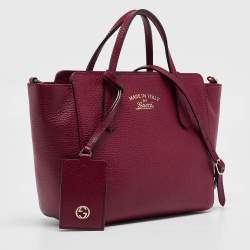 Pre Owned Gucci Red Leather Mini Swing Top Handle Bag