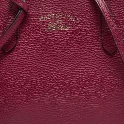 Pre Owned Gucci Red Leather Mini Swing Top Handle Bag