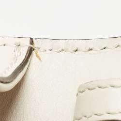 Pre Owned Gucci Off White Leather Mini Floral Patch Sylvie Top Handle Bag