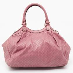 Pre Owned Gucci Dark Pink Guccissima Leather Medium Sukey Tote