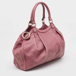 Pre Owned Gucci Dark Pink Guccissima Leather Medium Sukey Tote