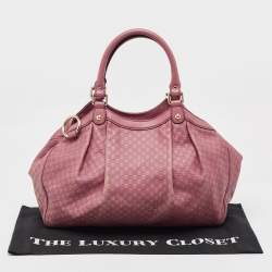 Pre Owned Gucci Dark Pink Guccissima Leather Medium Sukey Tote