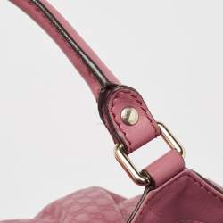 Pre Owned Gucci Dark Pink Guccissima Leather Medium Sukey Tote