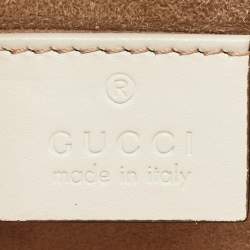 Pre Owned Gucci White Leather Mini Web Sylvie Top Handle Bag