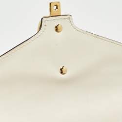 Pre Owned Gucci White Leather Mini Web Sylvie Top Handle Bag