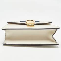 Pre Owned Gucci White Leather Mini Web Sylvie Top Handle Bag