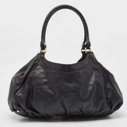 Pre Owned Gucci Black Guccissima Leather Large Abbey D Ring Shoulder Bag