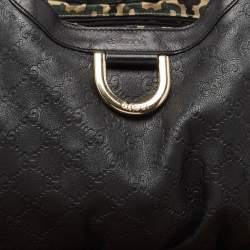 Pre Owned Gucci Black Guccissima Leather Large Abbey D Ring Shoulder Bag
