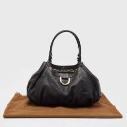 Pre Owned Gucci Black Guccissima Leather Large Abbey D Ring Shoulder Bag