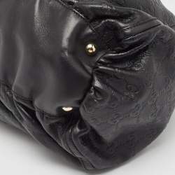 Pre Owned Gucci Black Guccissima Leather Large Abbey D Ring Shoulder Bag