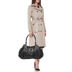 Pre Owned Gucci Black Guccissima Leather Large Abbey D Ring Shoulder Bag