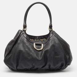Pre Owned Gucci Black Guccissima Leather Large Abbey D Ring Shoulder Bag