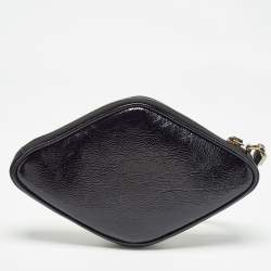Pre Owned Gucci Black/Yellow Patent Leather and Rubber Game Patch Wristlet Clutch