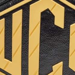 Pre Owned Gucci Black/Yellow Patent Leather and Rubber Game Patch Wristlet Clutch