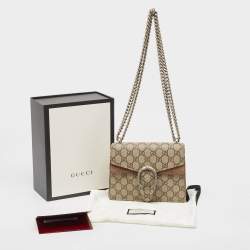 Pre Owned Gucci Beige GG Supreme Canvas Mini Dionysus Shoulder Bag