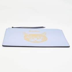 Pre Owned Gucci Purple/Gold Leather Garden Cat Zip Pouch