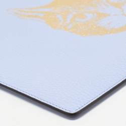 Pre Owned Gucci Purple/Gold Leather Garden Cat Zip Pouch