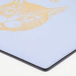 Pre Owned Gucci Purple/Gold Leather Garden Cat Zip Pouch