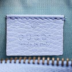 Pre Owned Gucci Purple/Gold Leather Garden Cat Zip Pouch