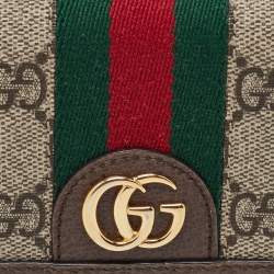 Gucci Brown GG Supreme Canvas and Leather Web Ophidia Card Case 