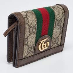 Gucci Brown GG Supreme Canvas and Leather Web Ophidia Card Case 