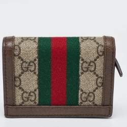 Gucci Brown GG Supreme Canvas and Leather Web Ophidia Card Case 