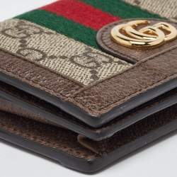 Gucci Brown GG Supreme Canvas and Leather Web Ophidia Card Case 