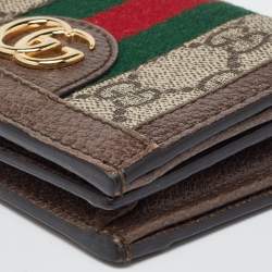 Gucci Brown GG Supreme Canvas and Leather Web Ophidia Card Case 