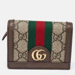 Gucci Brown GG Supreme Canvas and Leather Web Ophidia Card Case 