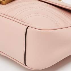 Gucci Pink Matelasse Leather Mini GG Marmont Shoulder Bag