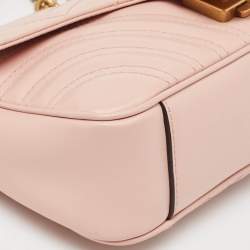 Gucci Pink Matelasse Leather Mini GG Marmont Shoulder Bag