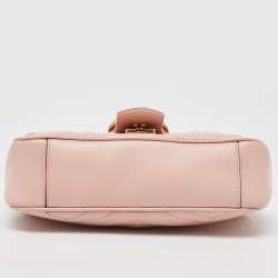 Gucci Pink Matelasse Leather Mini GG Marmont Shoulder Bag