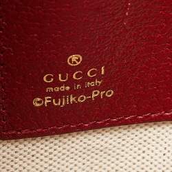 Pre Owned Gucci x Doraemon Red/Beige Mini GG Supreme and Doraemon Canvas Pouch